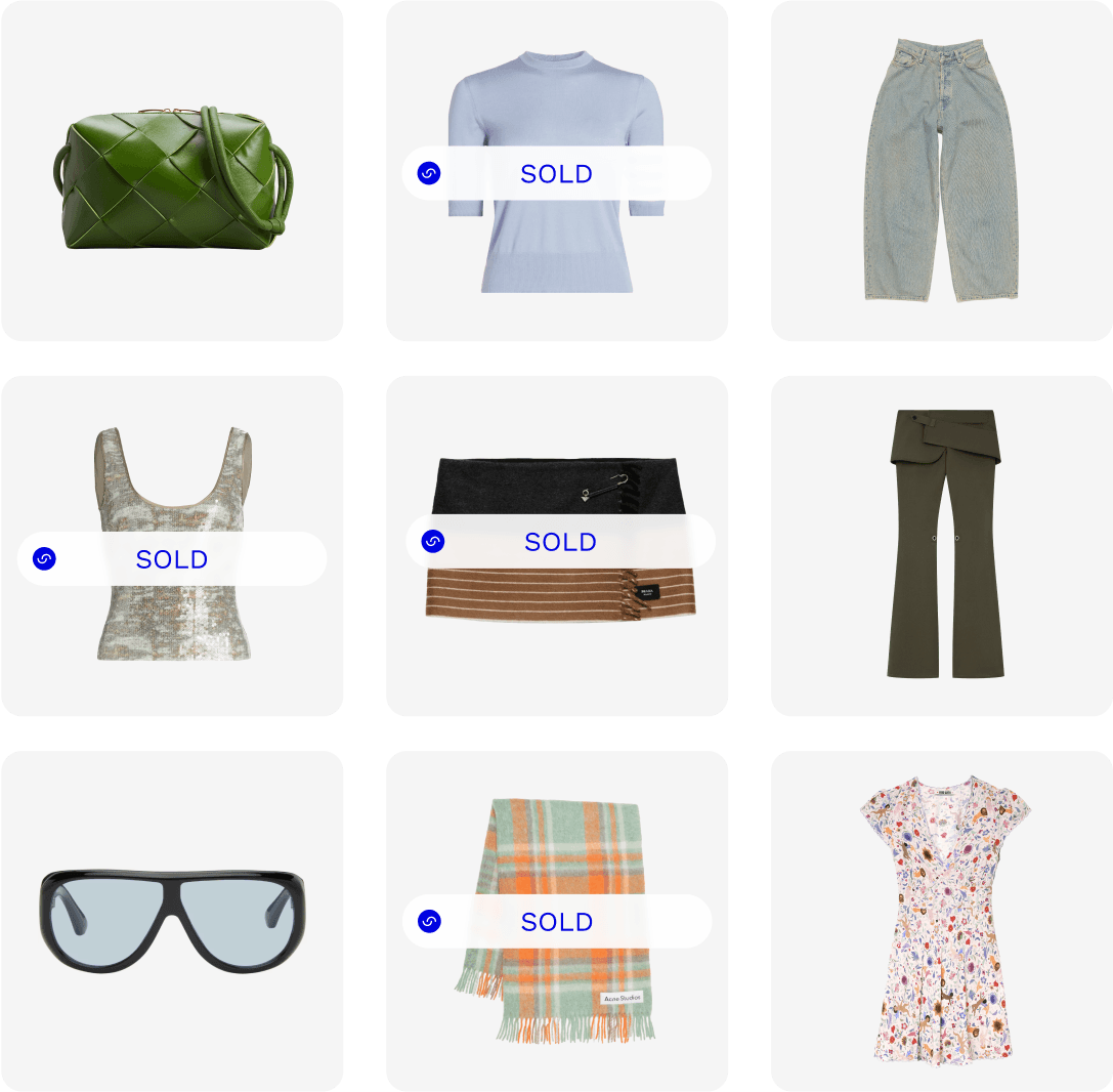 Six products in a grid with the words sold